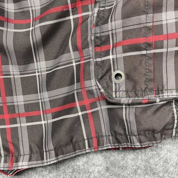 OP Mens Plaid Cargo Shorts L/G 36-38" Elastic Waist Drawstring Swim Trunks - Picture 9 of 14